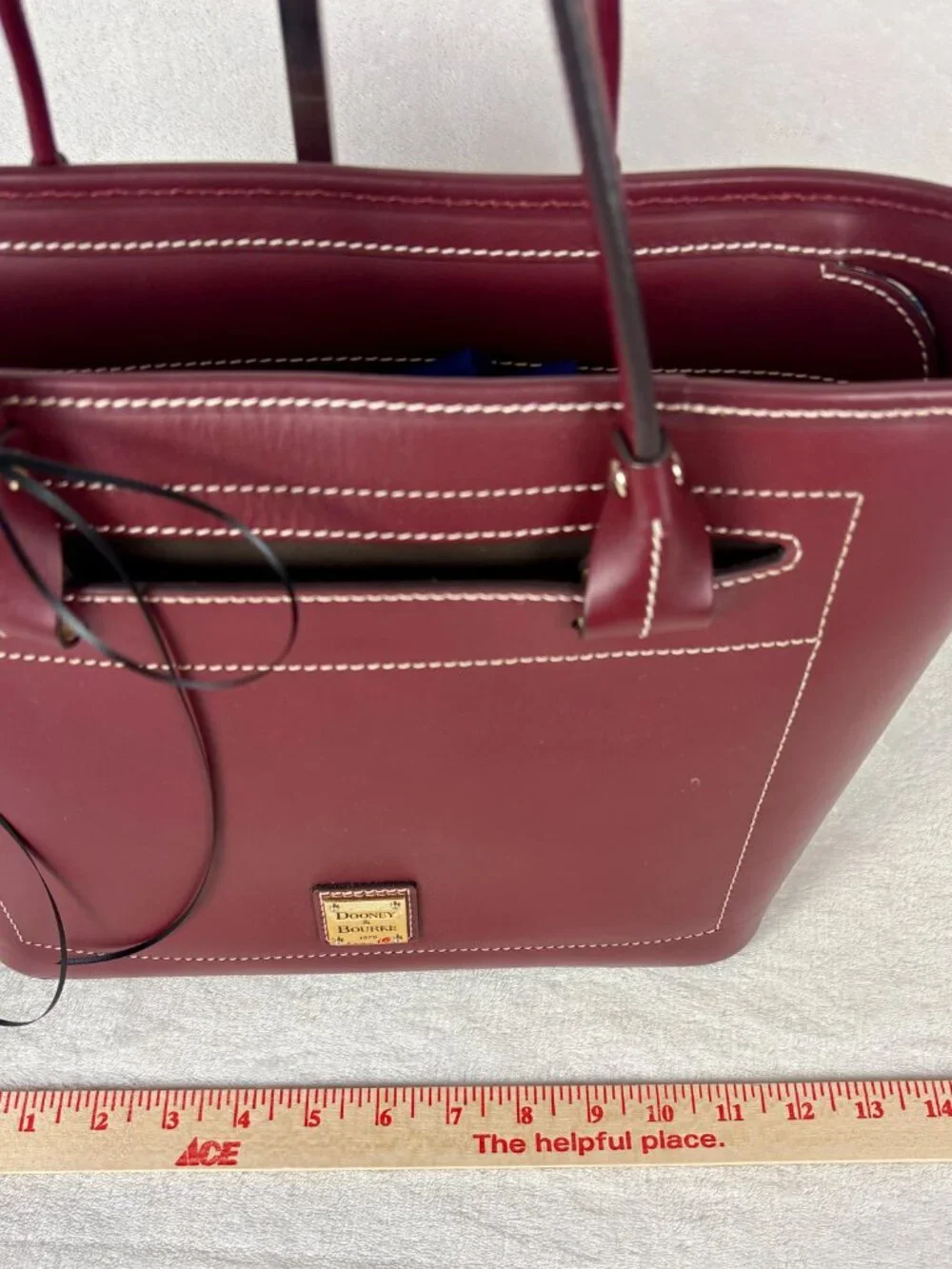 Dooney & Bourke Beacon Collection Slip Tote in Matte Bordeaux Vacchetta Leather